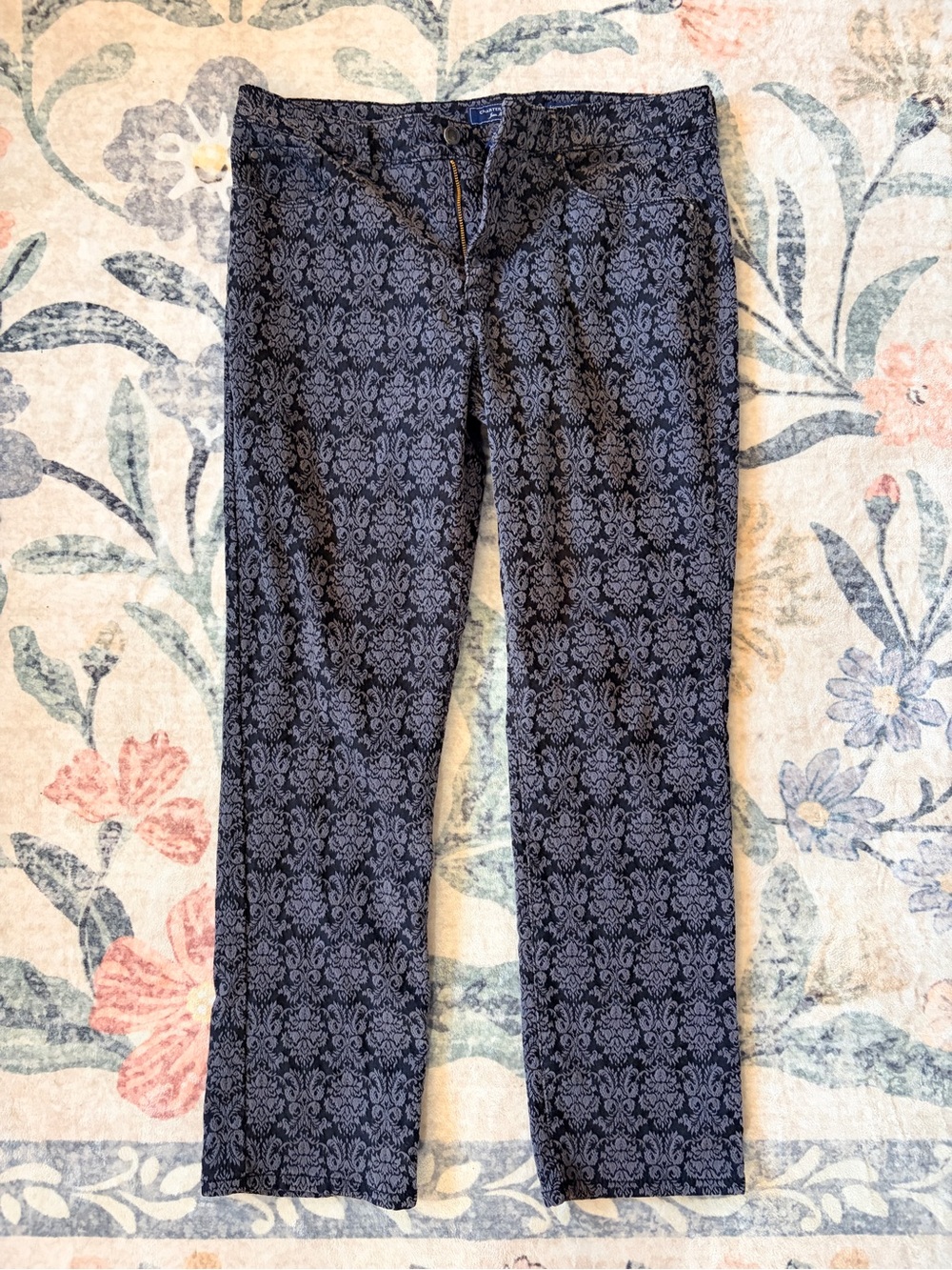 Charter Club Navy & Light Blue Damask Print Trousers